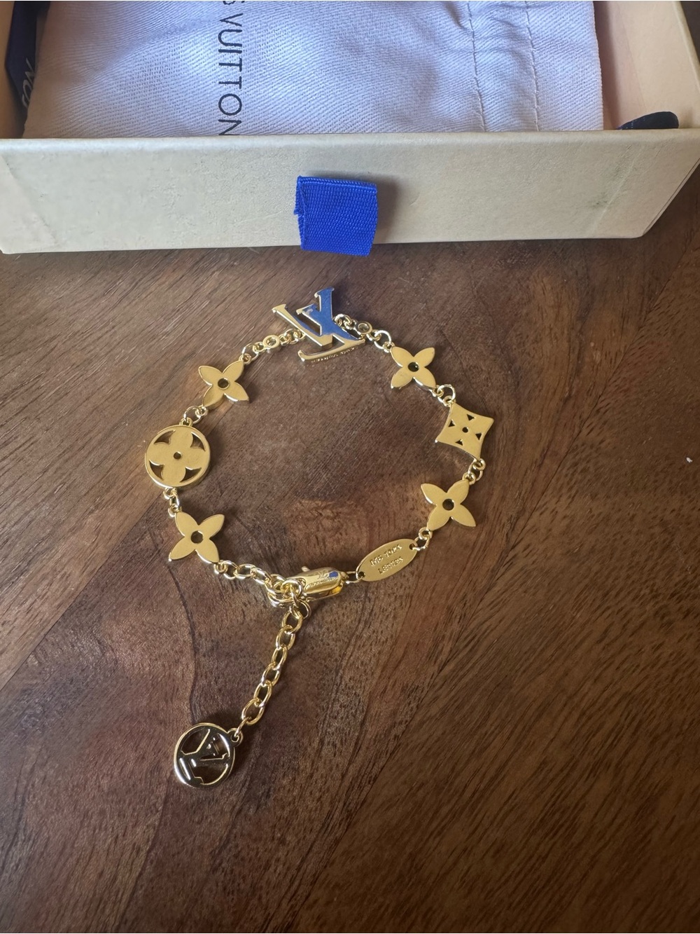 Louis Vuitton Gold Charm Bracelet with Monogram Motifs - Picture 10 of 13